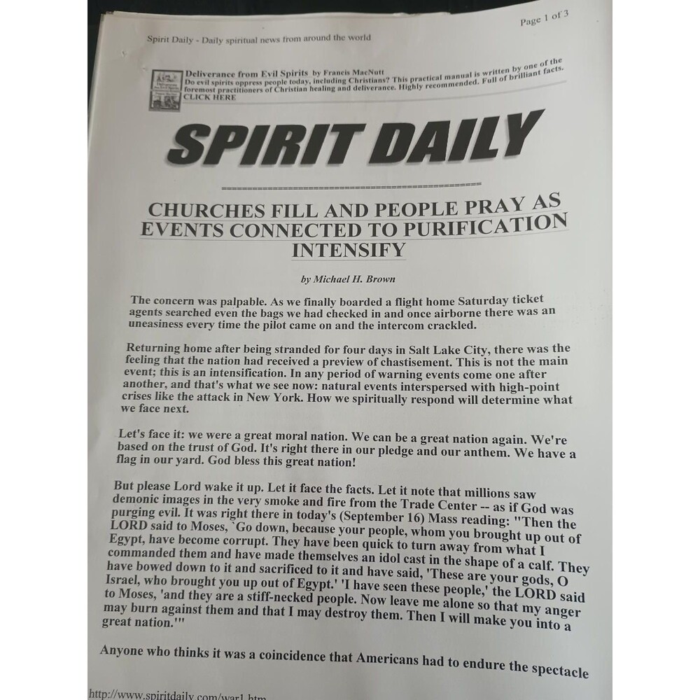 49-Pg Catholic Marian Apparition Archive Holy Love Spirit Daily 9/11 Ephemera